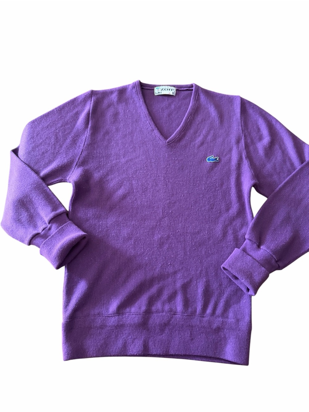 Vintage Lacoste Purple V-Neck Sweater M